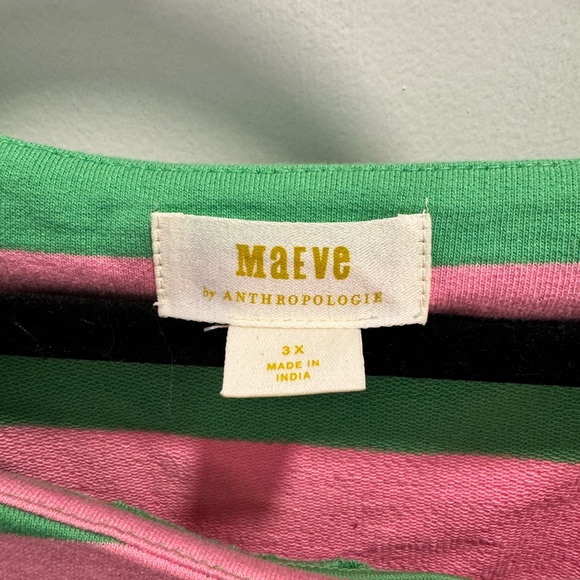 Anthropologie Pink and Green Stripes Crewneck - Picture 3 of 5